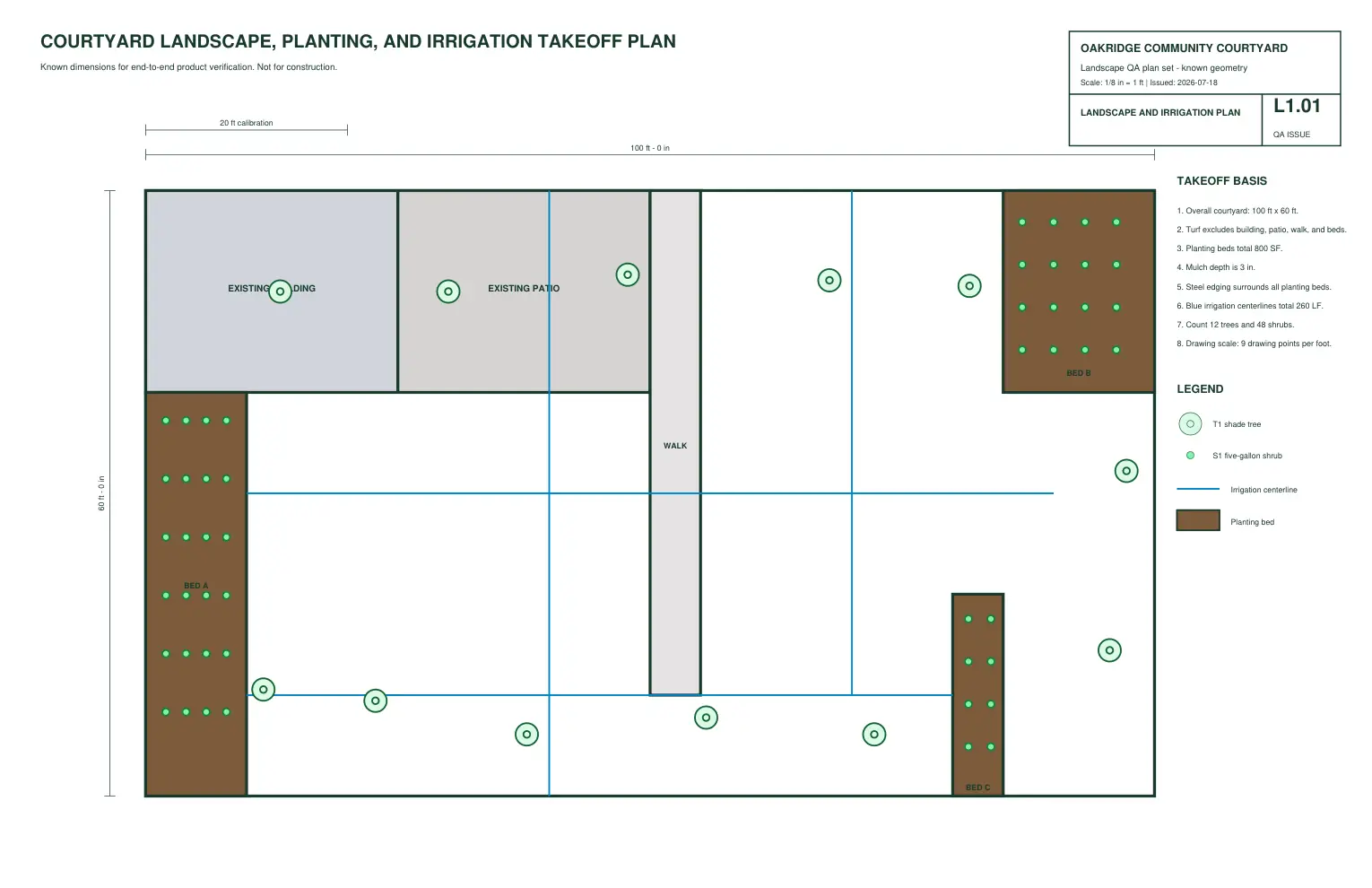 Courtyard plan created for takeoff practice