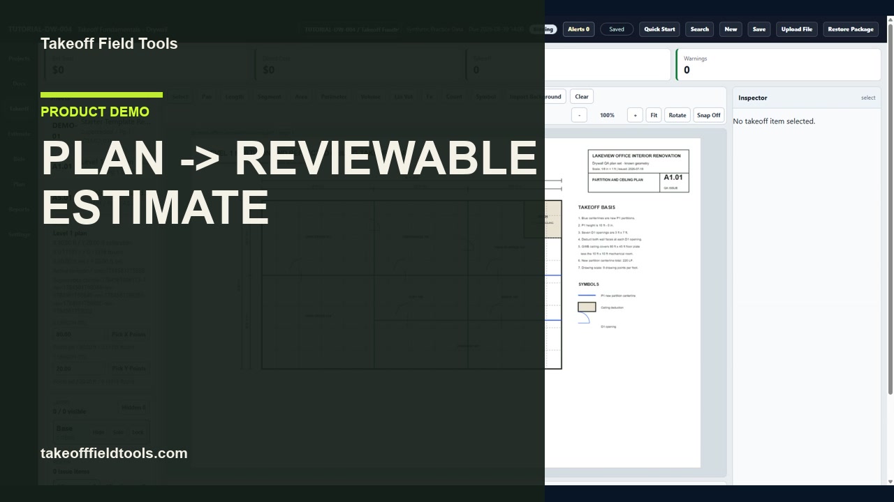 Takeoff Field Tools construction takeoff software walkthrough thumbnail